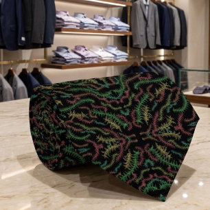 Corbata Patrón repetitivo de hojas caídas con colores de o