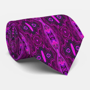 Corbata Patrón Retro Abstracto Rosa Caliente y Magenta