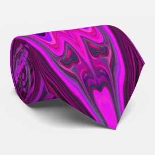 Corbata Patrón Retro Abstracto Rosa Caliente y Magenta