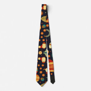 Corbata Patrón retro de pingüinos espaciales