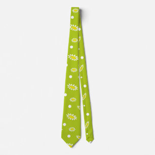 Corbata Patrón Retro de Primavera de Margarita con Lunares