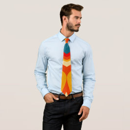 Corbata Patrón retro Rojo Amarillo Verde Naranja Nata de c