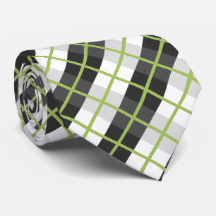 Corbata Patrón retro verde negro y blanco trenzado