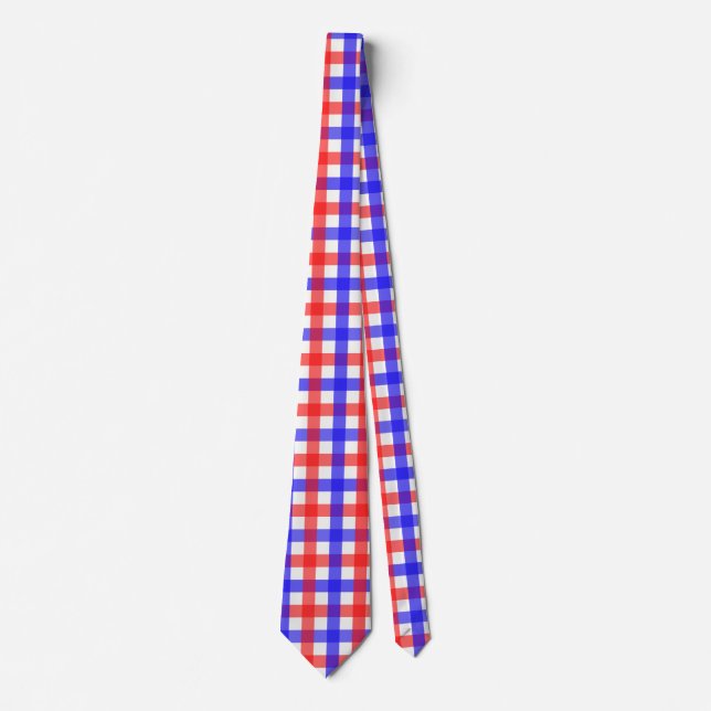 Corbata Patrón rojo azul de Gingham (Anverso)