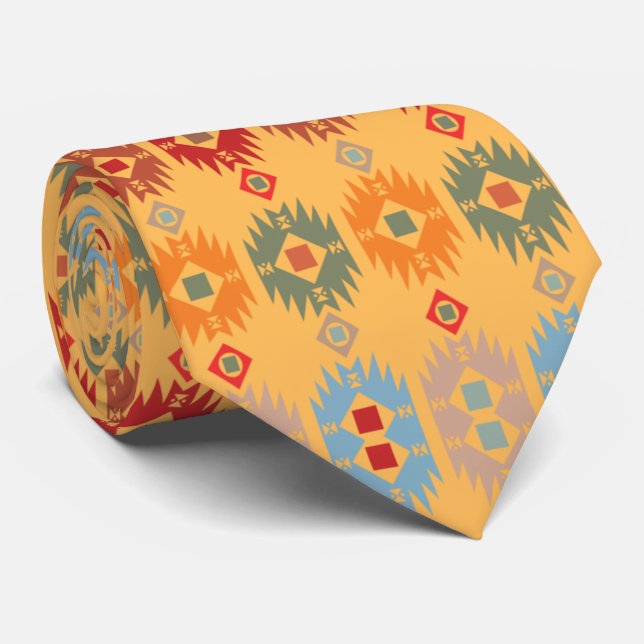 Corbata Patrón rojo azul retro para él (Enrollado)