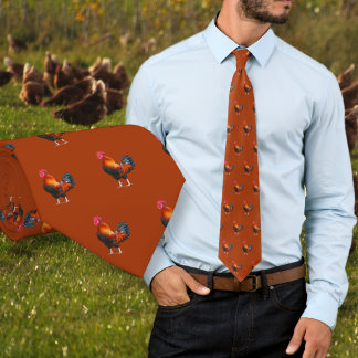 Corbata Patrón Roosters Rust Naranja Nata de cuello