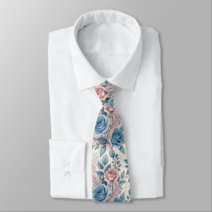 Corbata Patrón rosa azul y rosa sobre blanco rosado suave