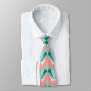Corbata Patrón Rosa Melocotón Yukka y Verde ZigZag