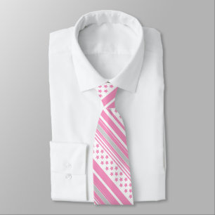 Corbata Patrón rosa rayado con estrellas