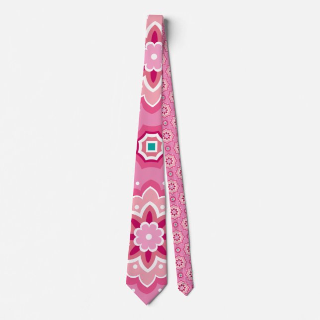 Corbata Patrón rosa y floral (Anverso)