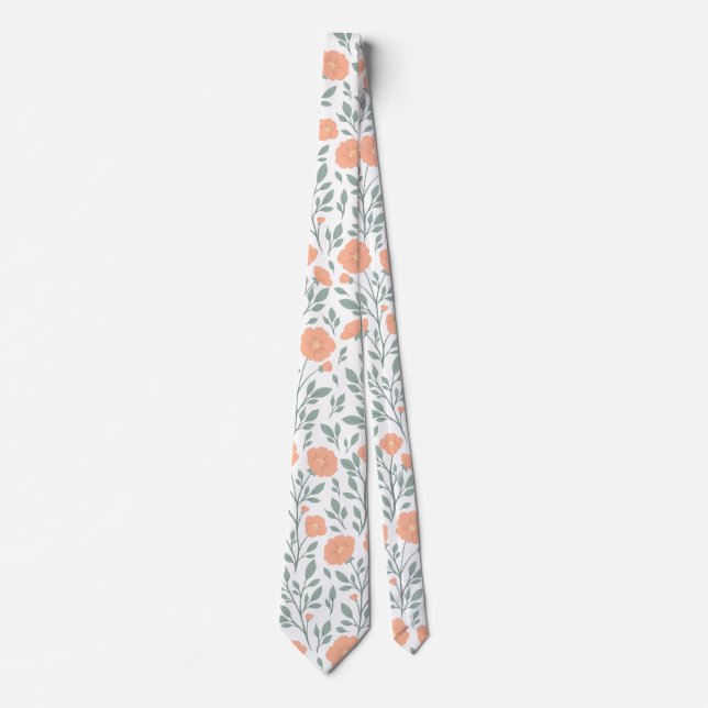 Corbata Patrón rústico con flores rosadas (Anverso)