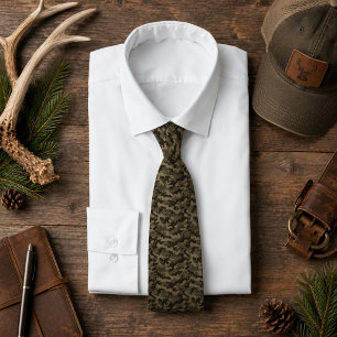 Corbata Patrón rústico de cazador camuflado verde