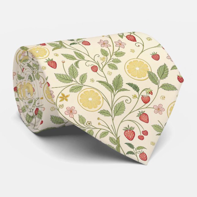 Corbata Patrón rústico de fresa y cítricos terroso (Enrollado)