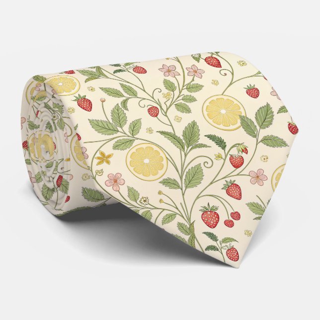 Corbata Patrón rústico de fresa y cítricos terroso (1) (Enrollado)
