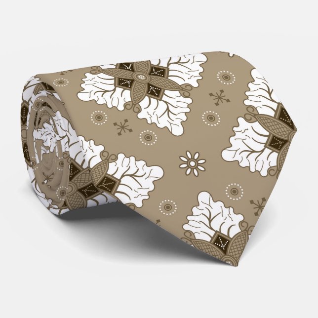 Corbata Patrón sin costuras de batik damasco étnico beige (Enrollado)