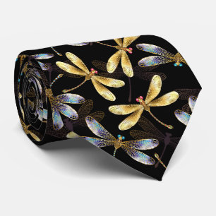 Corbata Patrón sin foco con Dragonflies dorados