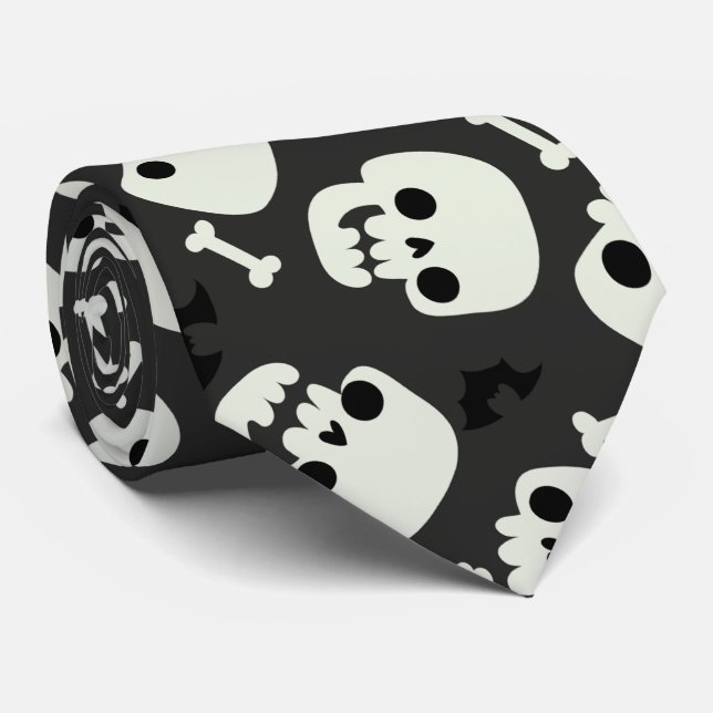 Corbata Patrón sin foco de Skull Halloween (Enrollado)