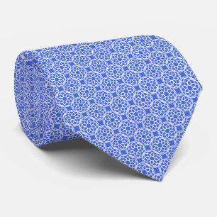 Corbata Patrón sin soldadura geométrica azul blanco
