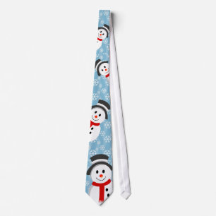 Corbata Patrón Snowman y Snowflake