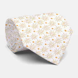 Corbata Patrón Sol Naranja Esbozado De Mano En Blanco