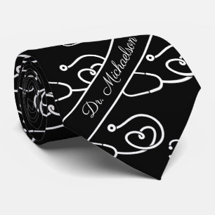 Corbata Patrón Stethoscope Médico Nombre Médica Médico