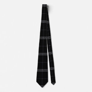 Corbata Patrón Tartán blanco negro y brillante