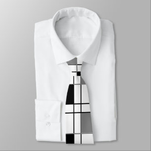 Corbata Patrón tartán tartán negro con placa gris blanco