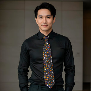 Corbata Patrón temático clásico de Halloween Gris oscuro