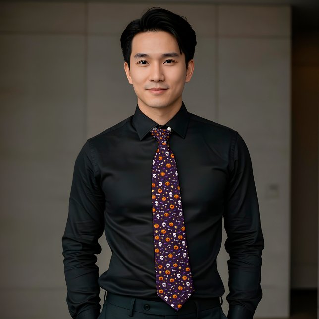 Corbata Patrón temático clásico de Halloween morado oscuro (Subido por el creador)