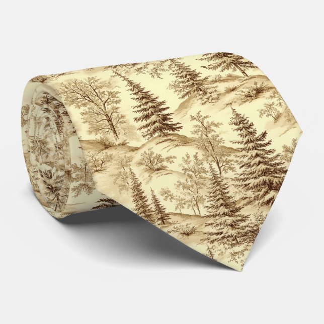 Corbata Patrón Toile de Jouy de Bosque Invernal (2) (Enrollado)