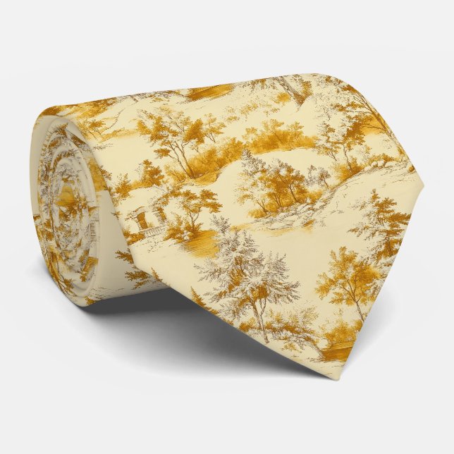 Corbata Patrón Toile de Jouy de Bosque Invernal (3) (Enrollado)
