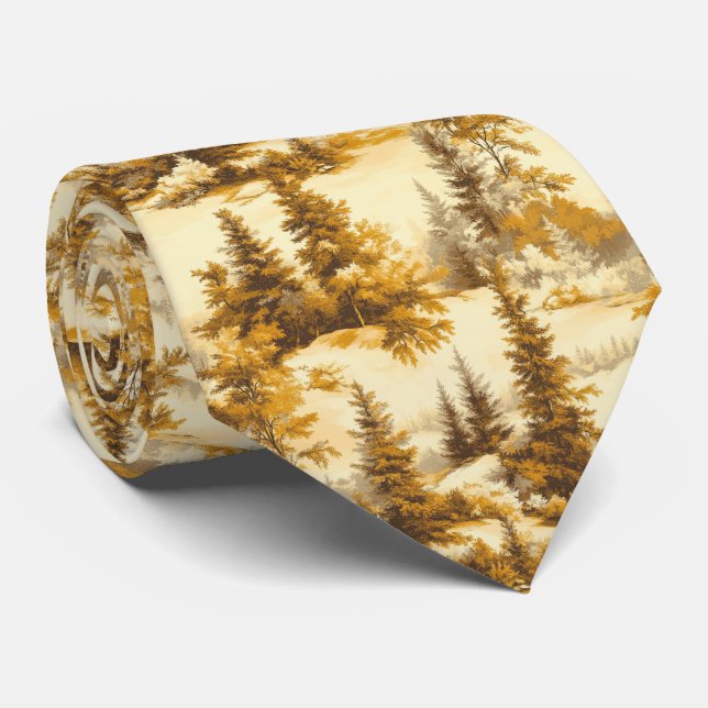 Corbata Patrón Toile de Jouy de Bosque Invernal (9) (Enrollado)