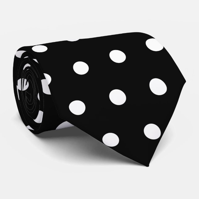 Corbata Patrón transparente de puntos clásicos en blanco y (Enrollado)