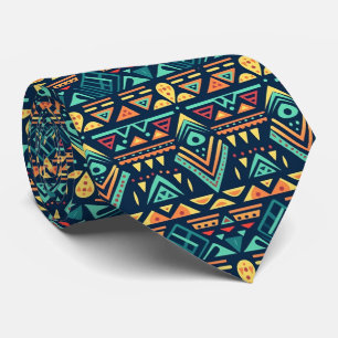 Corbata Patrón tribal azul monogramado