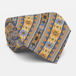 Corbata Patrón tribal gris azul de oro de diseño del suroe