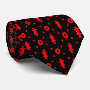 Corbata Patrón Tribal Negro Y Rojo
