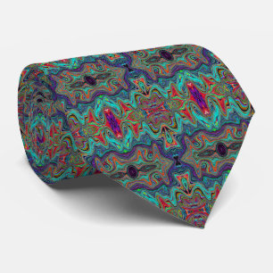 Corbata Patrón Trippy Verde y Rojo Espuma de Mar Ondulada