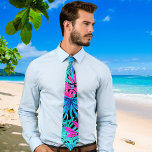 Corbata Patrón tropical hawaiano<br><div class="desc">La corbata masculina de la prensa hawaiana muestra una deliciosa combinación de hojas tropicales azules y rosas en su fascinante diseño. El vibrante ilustracion de la corbata capta el encanto de las islas hawaianas, infundiendo un sentido de paraíso tropical en cualquier conjunto. El azul, el verde y el rosa crean...</div>