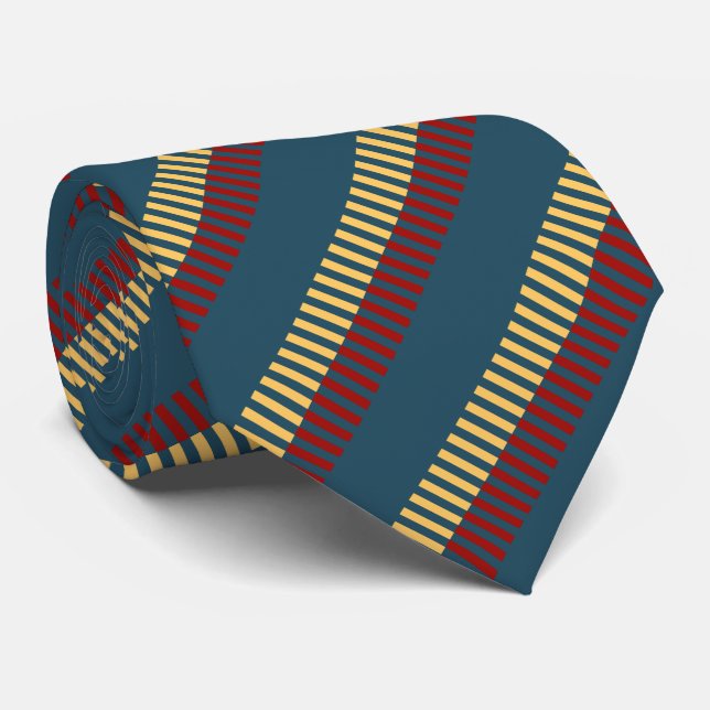 Corbata Patrón único amarillo rojo azul silenciado (Enrollado)