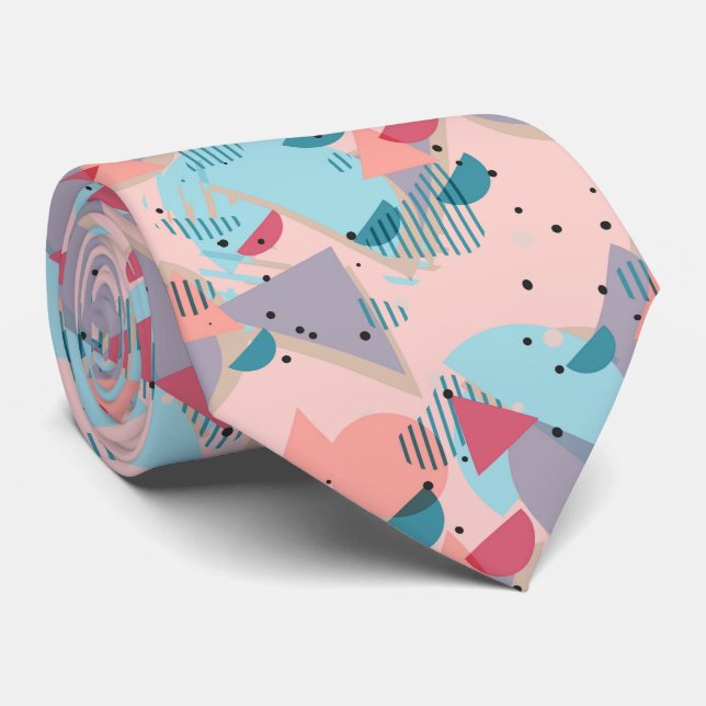 Corbata Patrón único de arte mosaico retro geométrico mode (Enrollado)