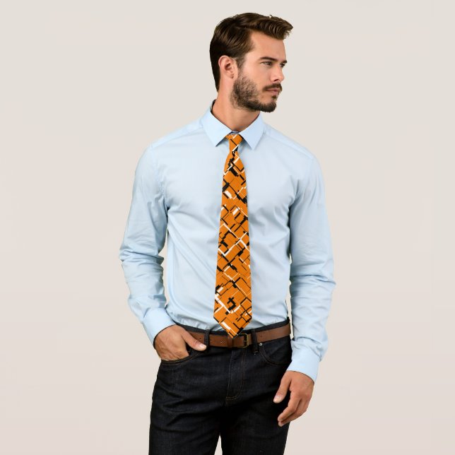 Corbata Patrón único naranja negro blanco GENIAL (In situ)