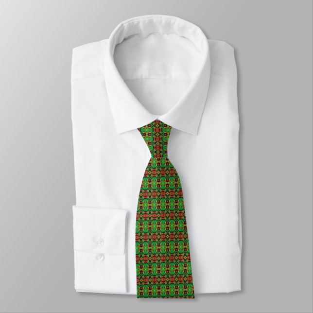 Corbata Patrón único rojo y verde (Atado)