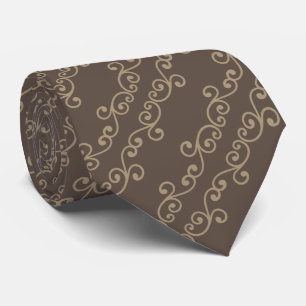 Corbata Patrón vectorial de remolino beige sobre marrón