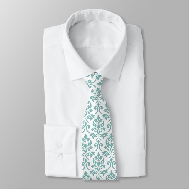 Corbata Patrón Verde azulado de Feuille Damask (Atado)