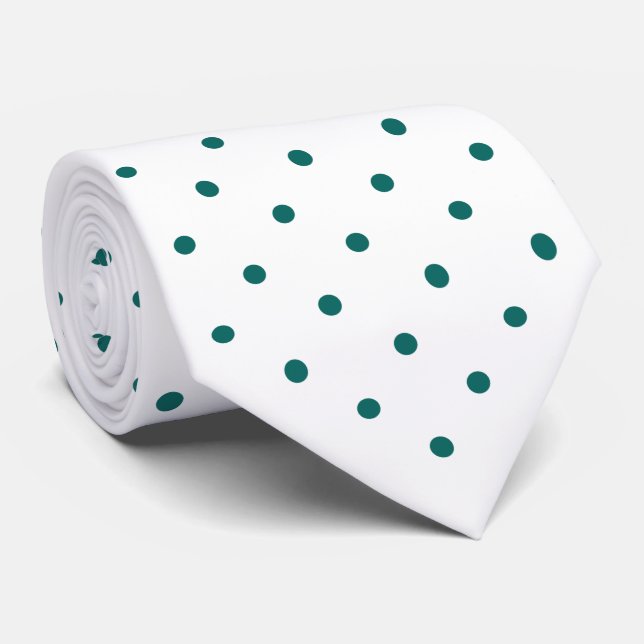 Corbata Patrón verde azulado de punto de la mini polka en  (Enrollado)