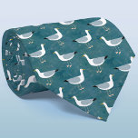Corbata Patrón verde de aves costeras de gaviota<br><div class="desc">Patrón de pájaro de Gaviota divertida en un fondo verde profundo. Ideal para los amantes de las aves y los marineros.</div>