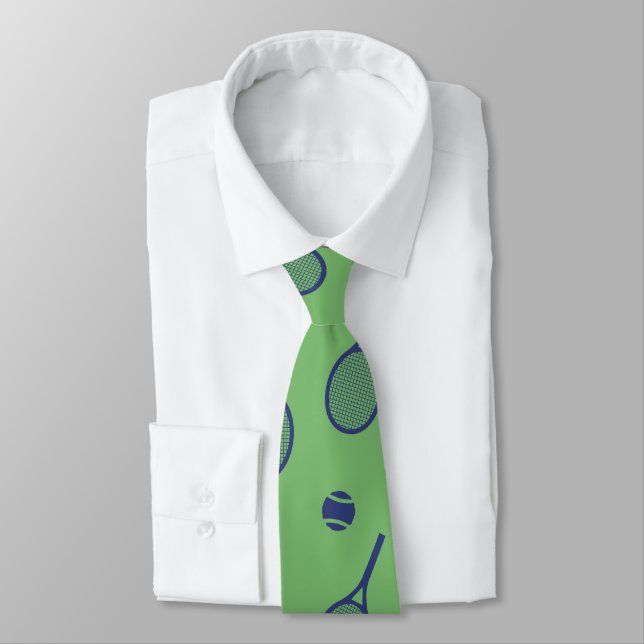 Corbata Patrón verde de bolas de tenis azul de la Marina d (Atado)