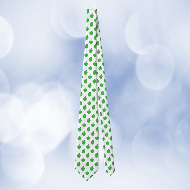 Corbata Patrón verde de frutas de Apple (A tie with a pattern of green apples.)