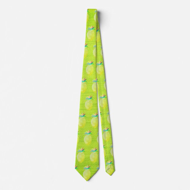 Corbata Patrón verde de piña jugosa y kiwi (Anverso)