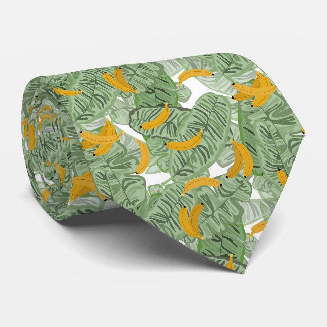 Corbata Patrón verde del plátano tropical moderno (Enrollado)